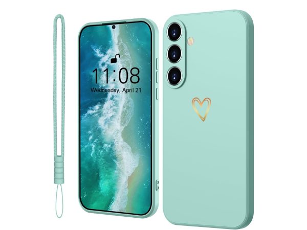 Elestbela for Samsung Galaxy S23 5G Case Silicone with Gold Love Heart, Cell Phone Case Samsung Galaxy S23 5G Thin Case Slim Scratch-Resistant All-Round Protection Protective Case for Samsung Galaxy S23 5G