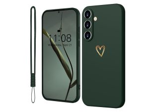 Elestbela for Samsung Galaxy S25 Case Silicone Cell Phone Case Samsung Galaxy S25 with Gold Love Heart, Thin Gold Love Protective Case Slim Scratch-Resistant All-Round Protection Case for Samsung S25 5G